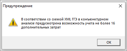 Дополнительные затраты. Предупреждение о возможности включения не более 16 пунктов